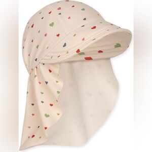 Konges Sløjd Stretchy Chleo Sun Hat in Multi Hearts Pattern